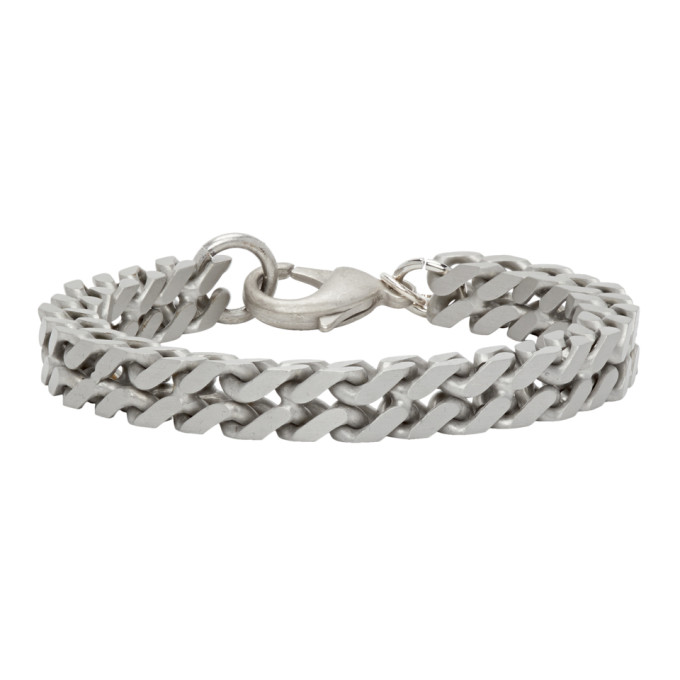 Raf Simons Silver Square Chain Bracelet In 00085 Nickl