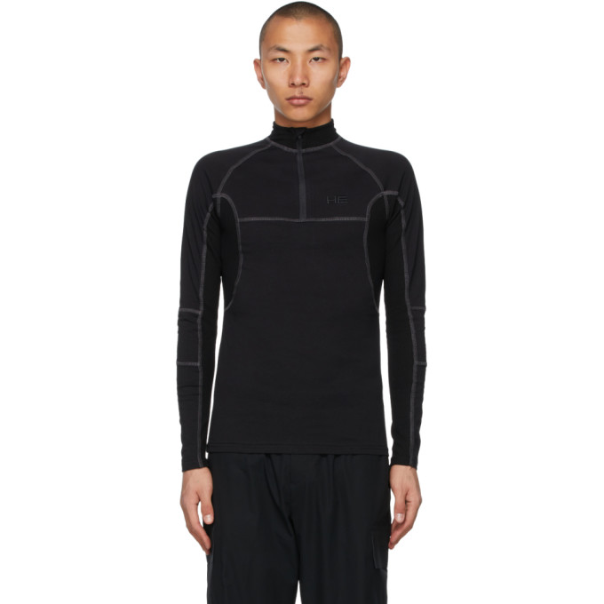 HELIOT EMIL BLACK HALF-ZIP TURTLENECK