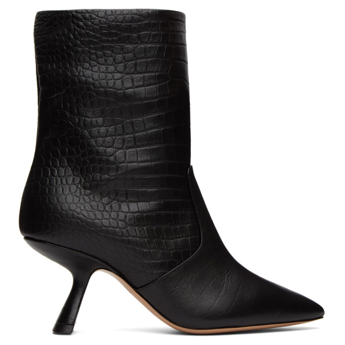 Nicholas Kirkwood Black Croc-Embossed Lexi Ankle Boot