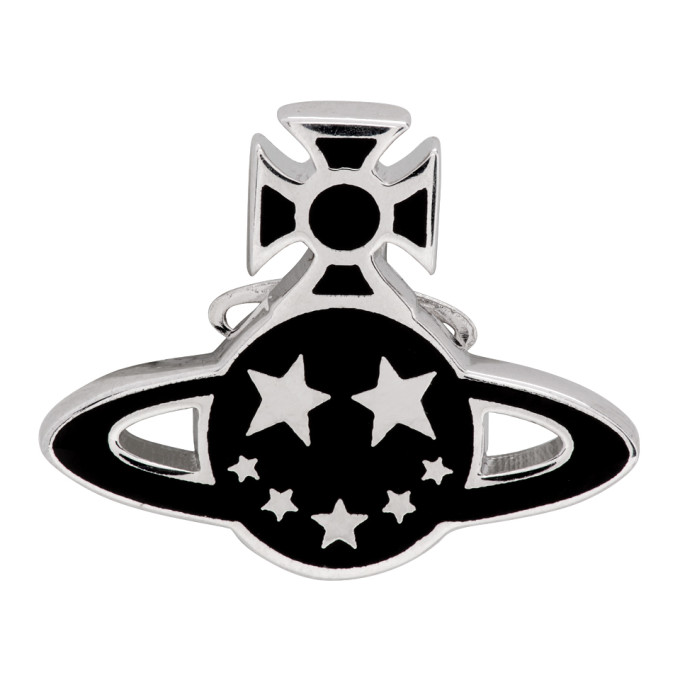 Click to view more detailed imagery on our partner's website Vivienne Westwood Black And Silver Man Lazarus Single Earring In W104