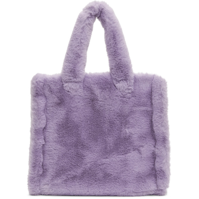 STAND STUDIO STAND STUDIO PURPLE FAUX-FUR MEDIUM LOLITA TOTE