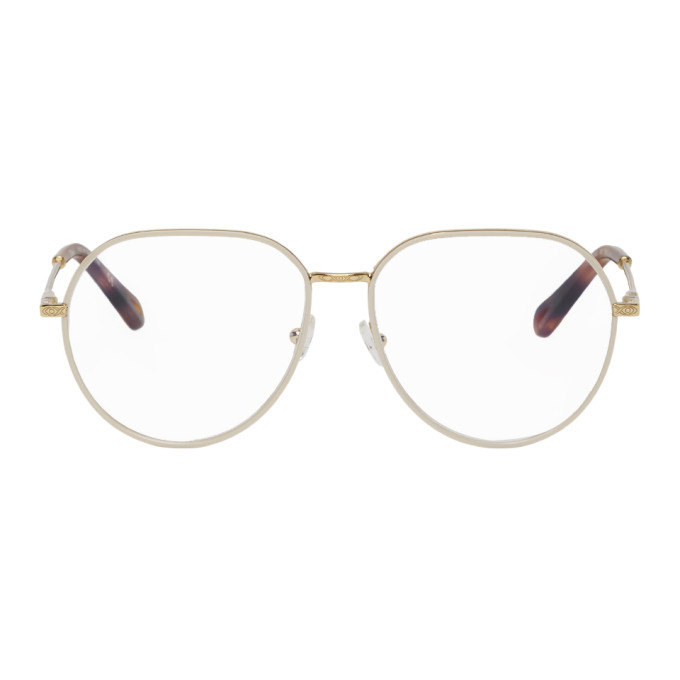 Chloe Gold and Off-White Metal Square Glasses