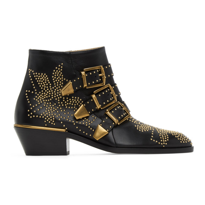 Chloe Black and Gold Susanna Boots