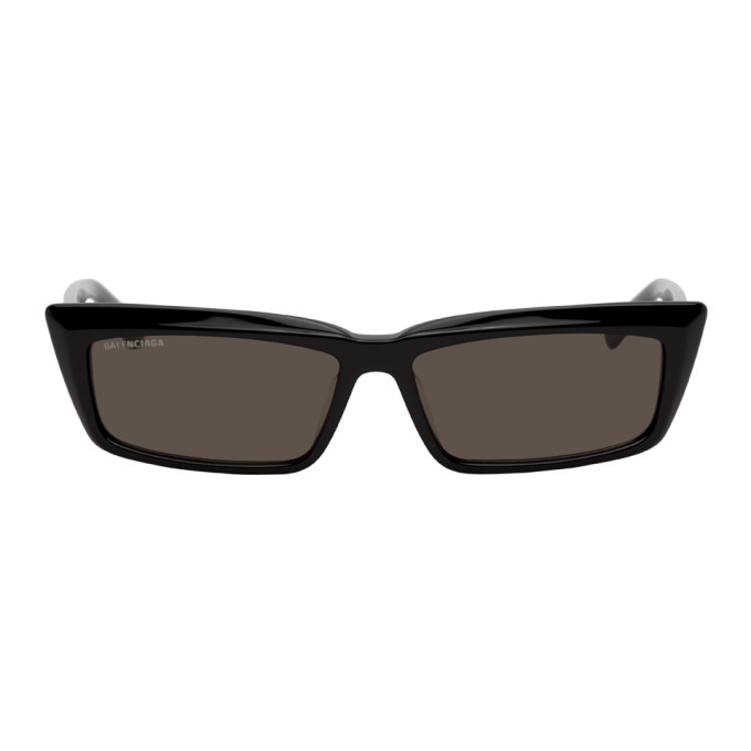 balenciaga black thin rectangular sunglasses