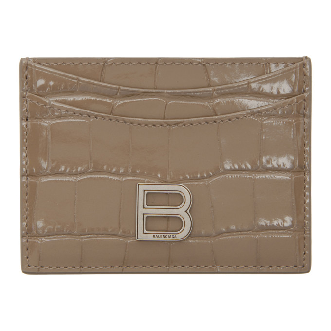 Balenciaga Grey Croc Hourglass Card Holder