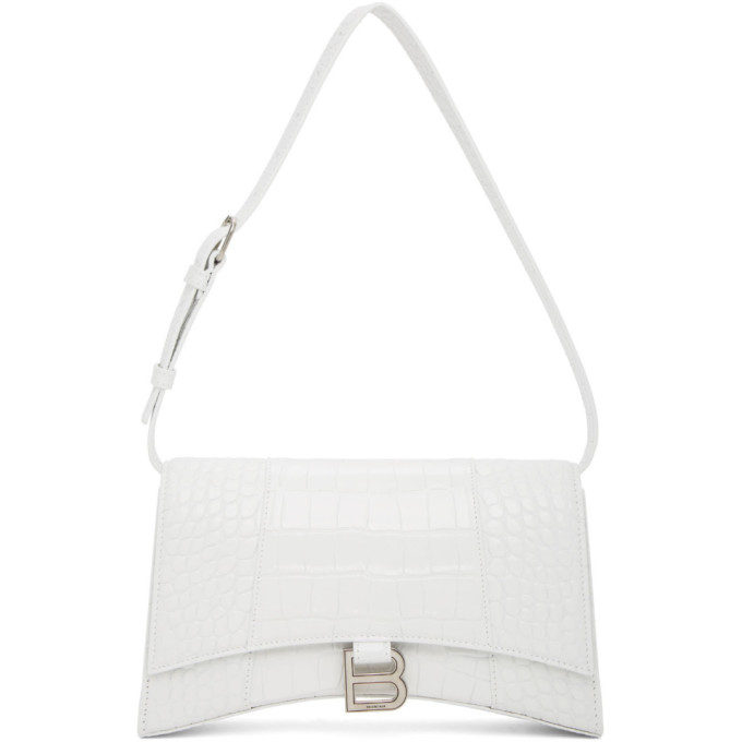 Balenciaga White Croc Hourglass Sling Bag