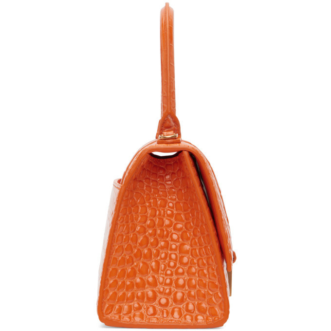 BALENCIAGA BALENCIAGA ORANGE CROC SMALL HOURGLASS BAG