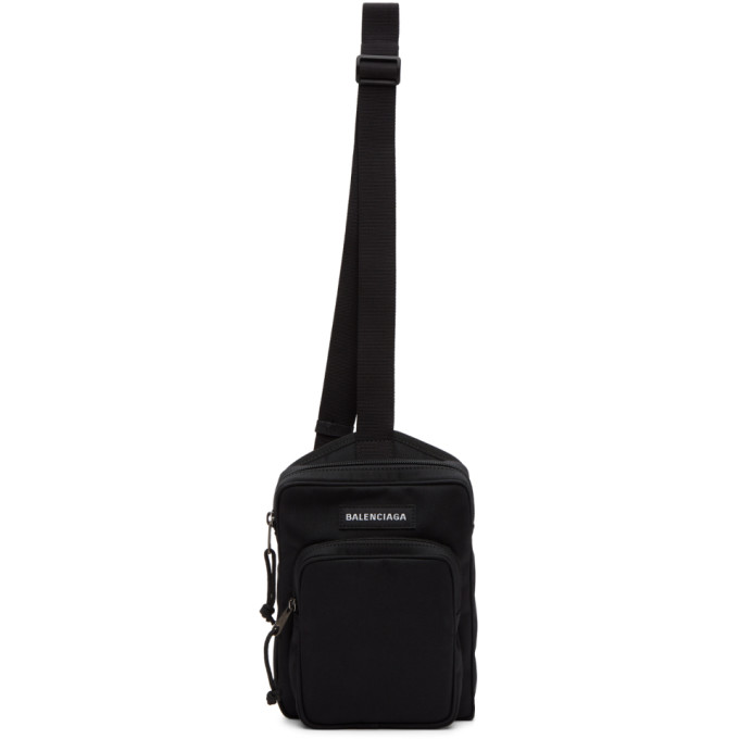 Balenciaga Black Recycled Nylon Explorer Messenger Bag