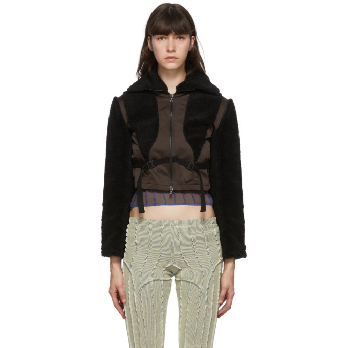 Helenamanzano Helenamanzano Brown and Black Teddy Bear Strap Jacket