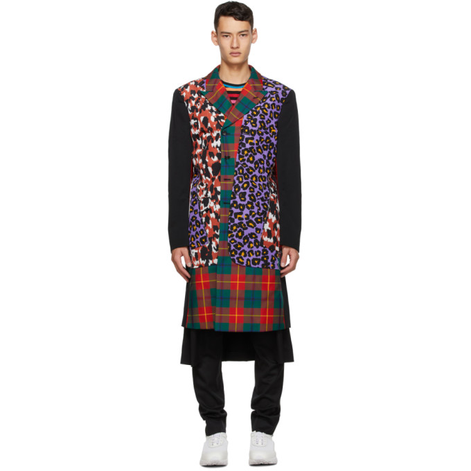 Comme des Garcons Homme Plus Multicolor Tartan and Leopard Coat 202347M17600304