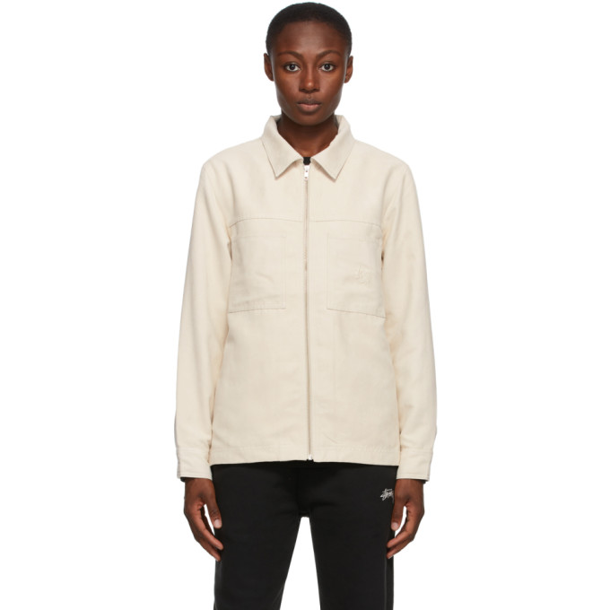 Stussy Stussy Off-White Faux-Suede Work Shirt Jacket