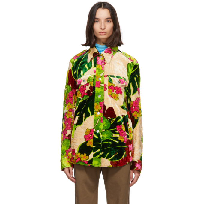 Dries Van Noten Dries Van Noten Green Floral Quilted Jacket