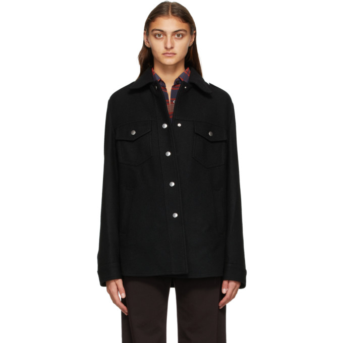 Dries Van Noten Black Wool Shirt Jacket