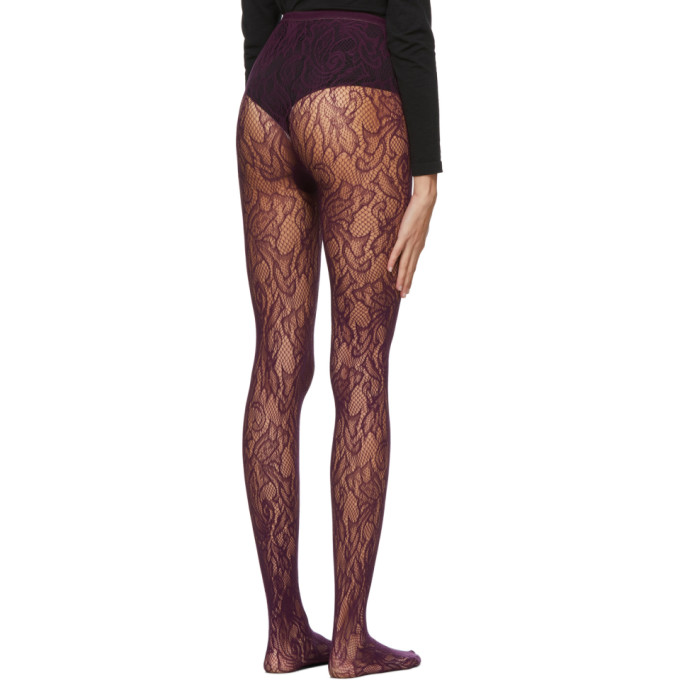 DRIES VAN NOTEN DRIES VAN NOTEN PURPLE FOGAL EDITION LACE TIGHTS