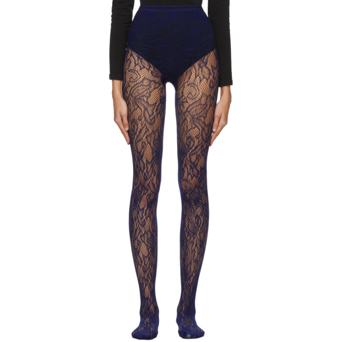 Click to view more detailed imagery on our partner's website Dries Van Noten Floral Stretch-lace Tights In 511 Midnigh