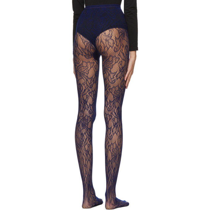 DRIES VAN NOTEN DRIES VAN NOTEN NAVY FOGAL EDITION LACE TIGHTS