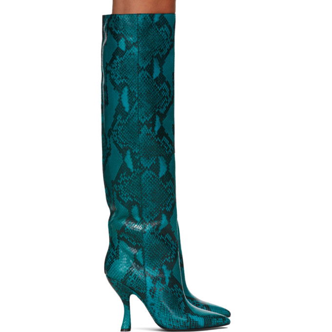 Dries Van Noten Blue Snake Tall Boots