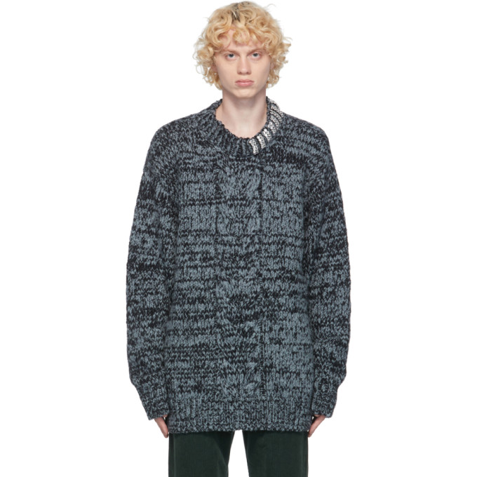 Dries Van Noten Blue Wool Maxi Sweater
