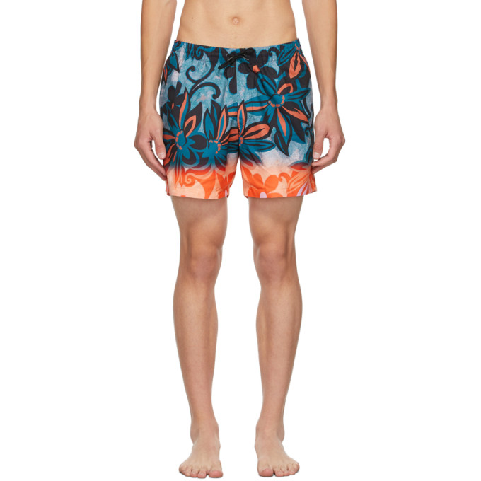 Dries Van Noten Blue Floral Swim Shorts