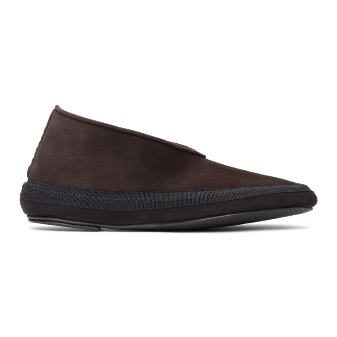 The Row Brown Shearling Fairy Loafers