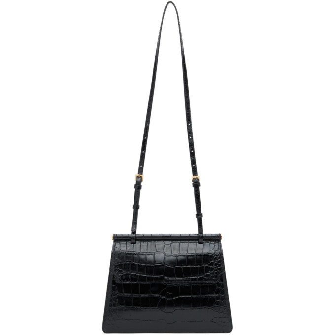 MARGE SHERWOOD MARGE SHERWOOD BLACK CROC MEDIUM ACCO SHOULDER BAG