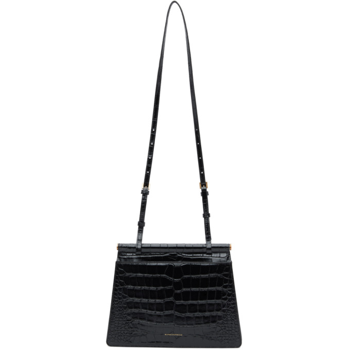 MARGE SHERWOOD MARGE SHERWOOD BLACK CROC MEDIUM ACCO SHOULDER BAG