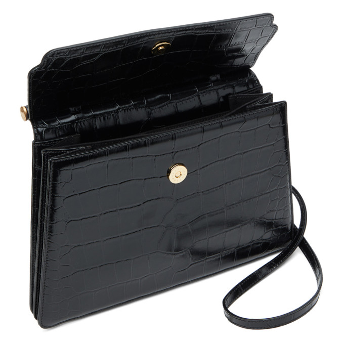 MARGE SHERWOOD MARGE SHERWOOD BLACK CROC MEDIUM ACCO SHOULDER BAG