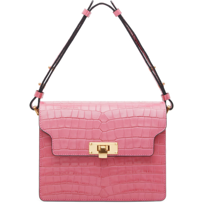 MARGE SHERWOOD MARGE SHERWOOD PINK CROC VINTAGE BRICK SHOULDER BAG