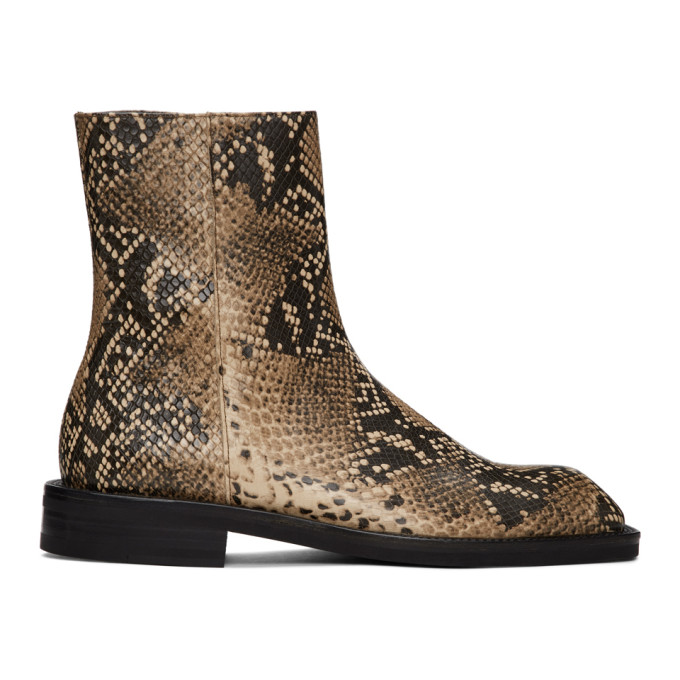 Andersson Bell Tan and Black Python Chelsea Boots