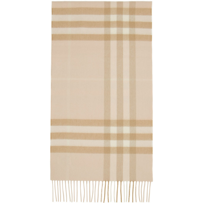 Burberry Tan Cashmere Giant Check Scarf