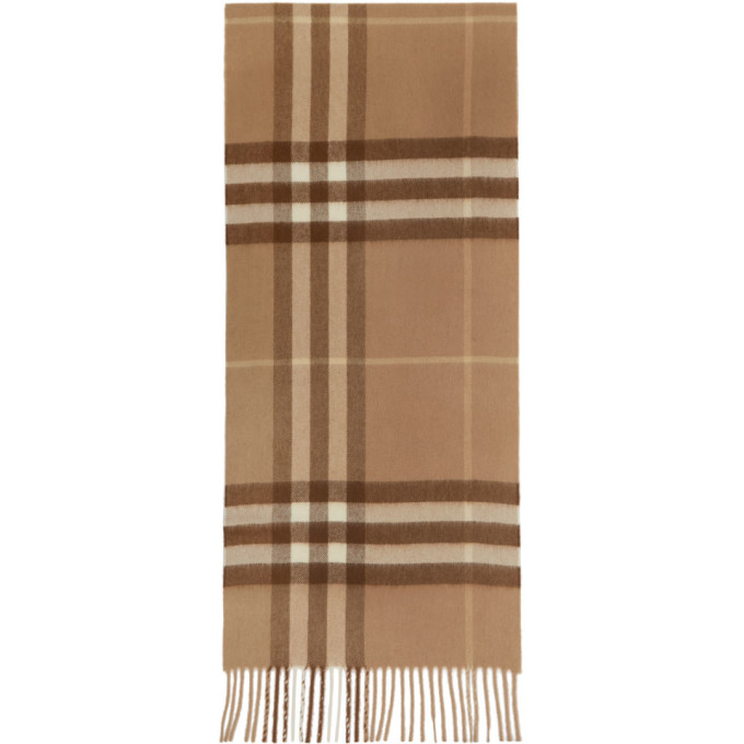 Burberry Tan Cashmere Classic Check Scarf