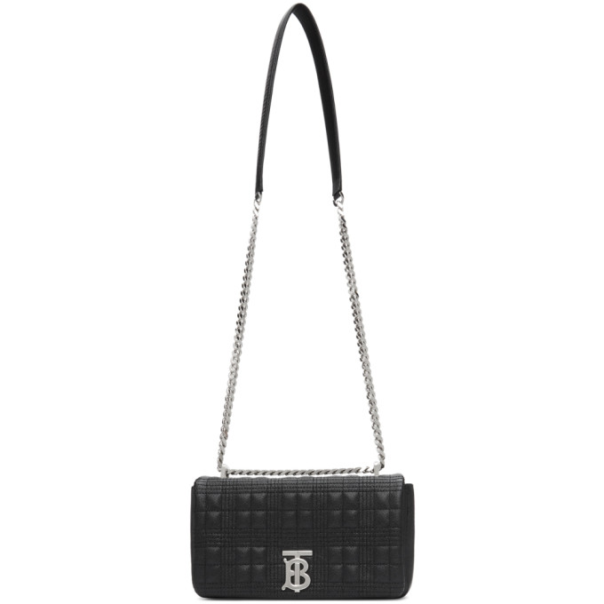 Burberry Black and Silver Grainy Small Lola Bag