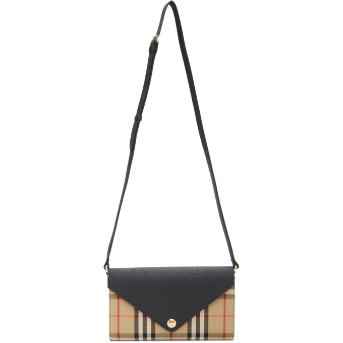 Burberry Black and Beige Vintage Check Hannah Bag