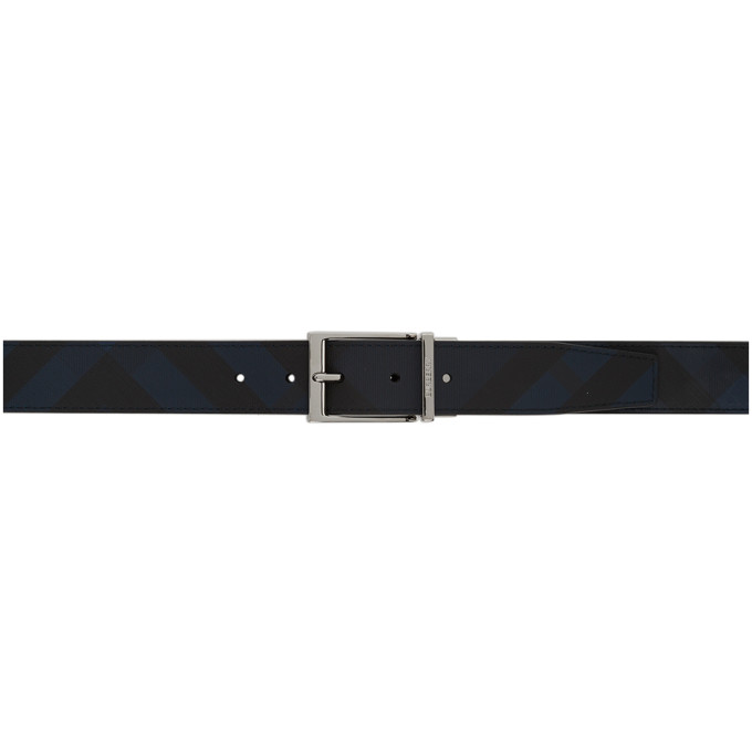 Burberry Reversible Black and Navy Check Belt