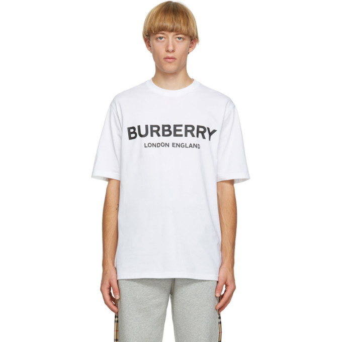 Click to view more detailed imagery on our partner's website Burberry Letchford Brand-print Cotton-jersey T-shirt In White