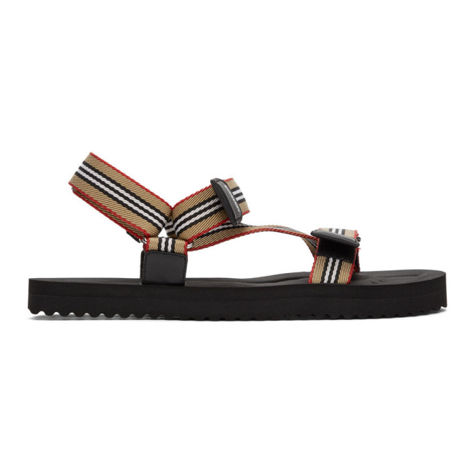 BURBERRY BEIGE ICON STRIPE SANDALS