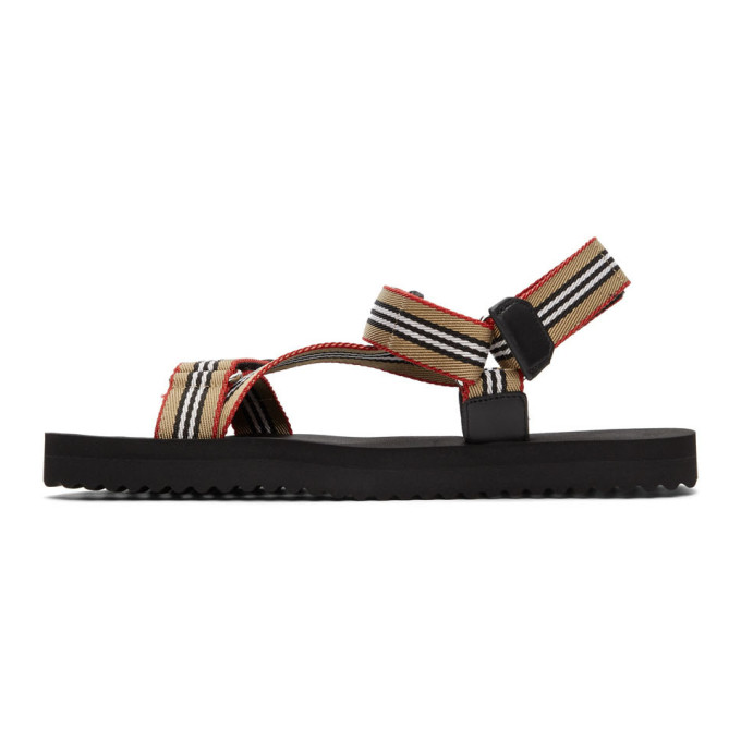 BURBERRY BEIGE ICON STRIPE SANDALS