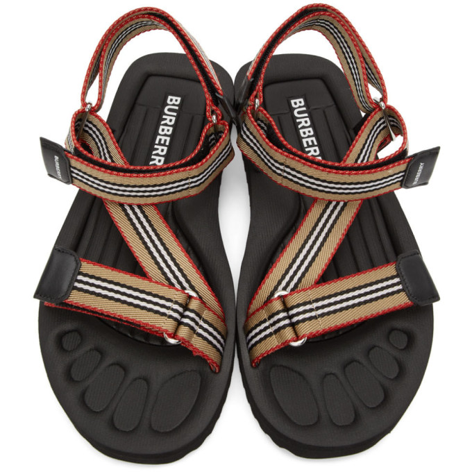BURBERRY BEIGE ICON STRIPE SANDALS