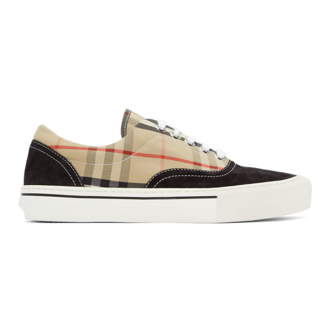 BURBERRY Black & Beige Vintage Check Skate Sneakers
