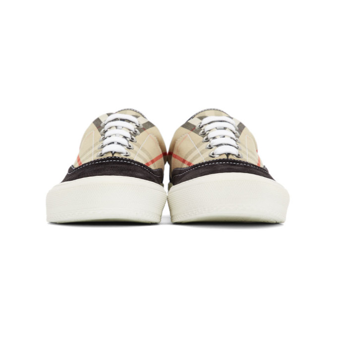 BURBERRY Black & Beige Vintage Check Skate Sneakers
