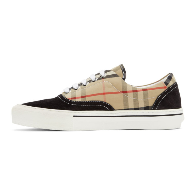 BURBERRY Black & Beige Vintage Check Skate Sneakers