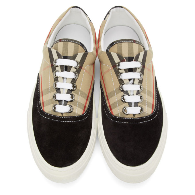 BURBERRY Black & Beige Vintage Check Skate Sneakers