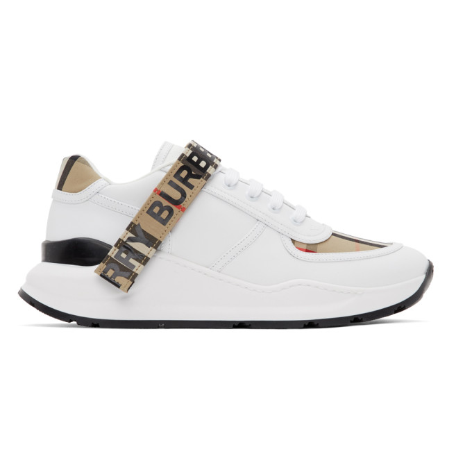 check detail leather sneakers burberry