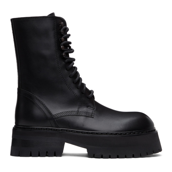 Ann Demeulemeester Black Oversized Sole Tucson Lace-Up Boots