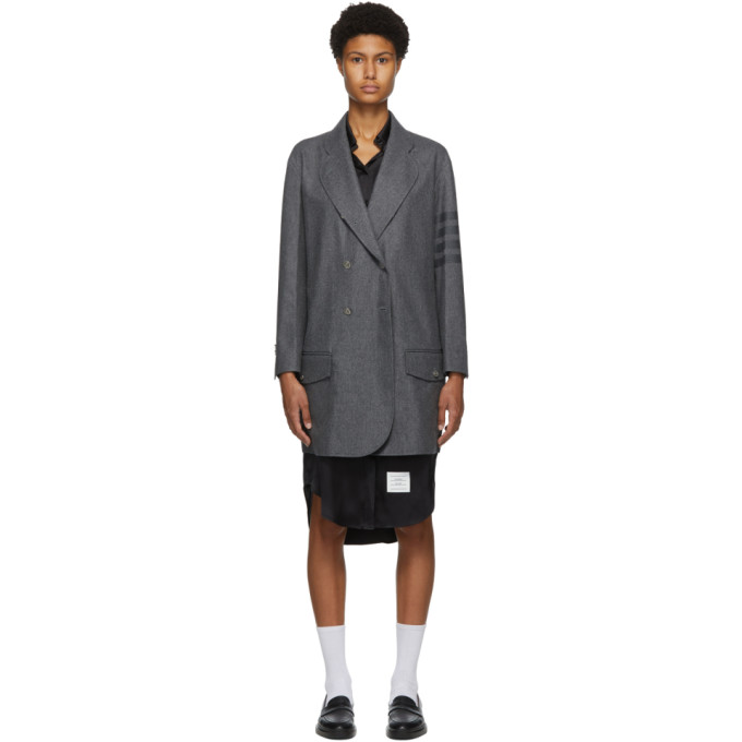 Thom Browne Grey Wool and Cashmere Unconstructed 4-Bar Coat