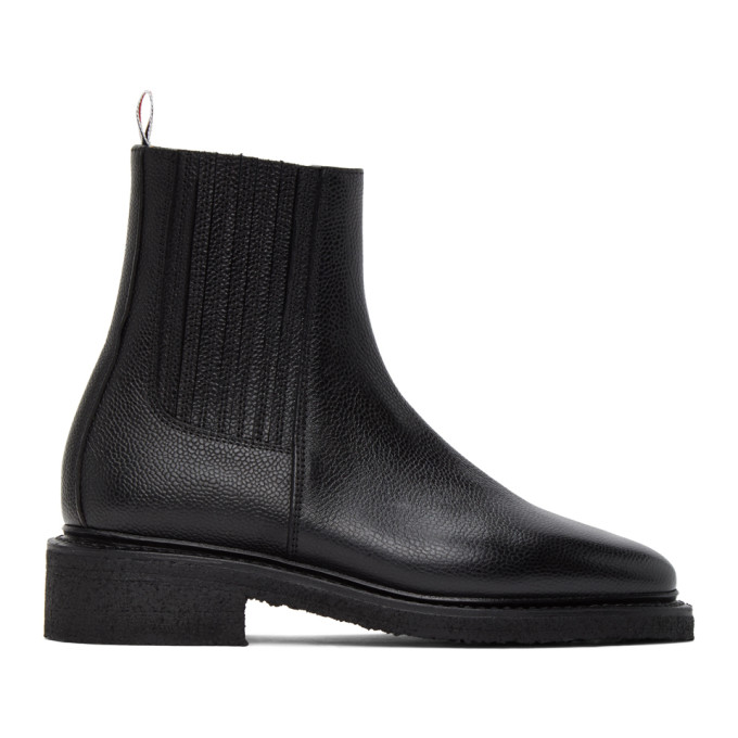 Thom Browne Black Crepe Sole Chelsea Boots