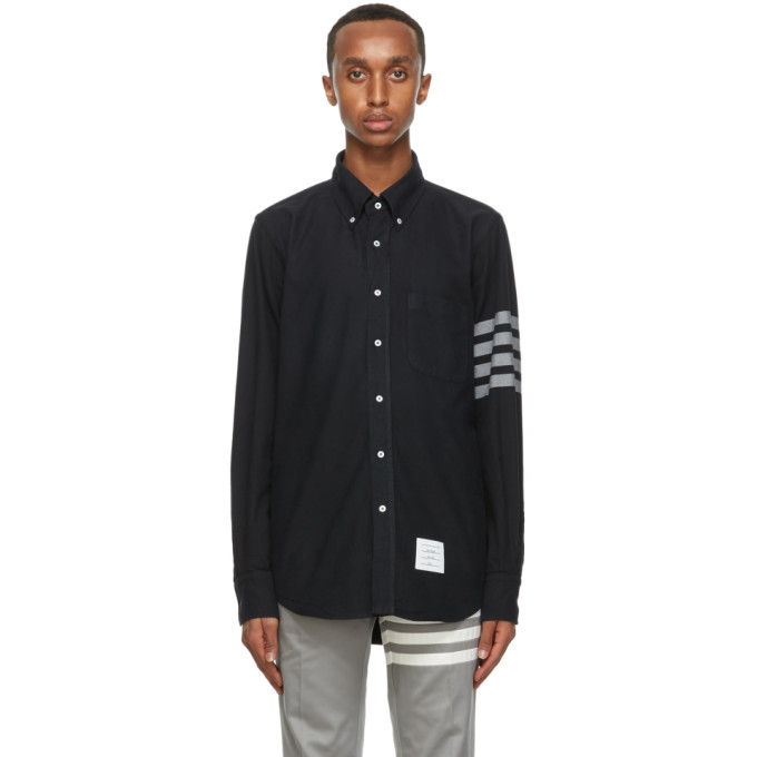 Thom Browne Navy Flannel 4-Bar Classic Shirt