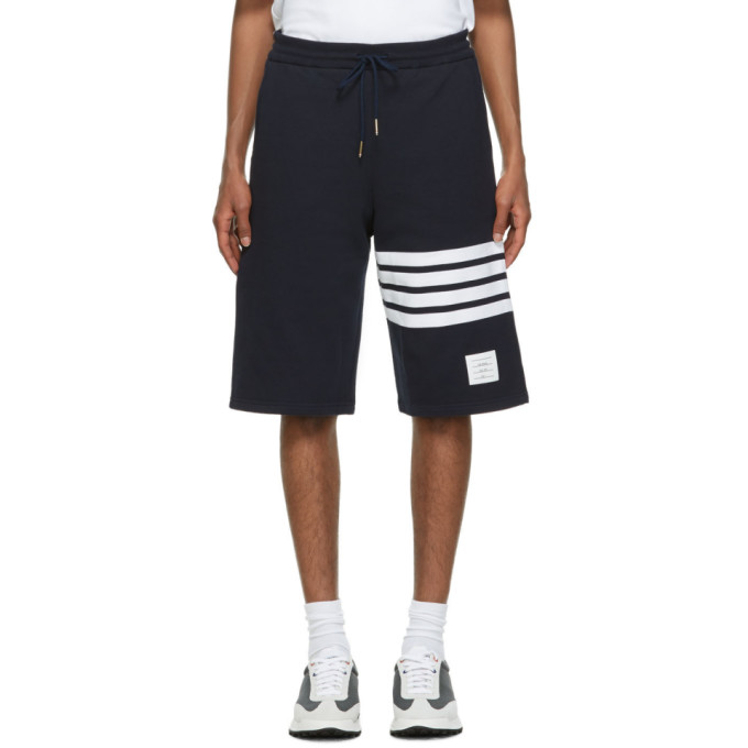 Thom Browne Navy Loopback 4-Bar Sweat Shorts