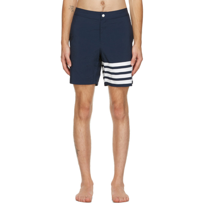 Thom Browne Navy 4-Bar Swim Shorts
