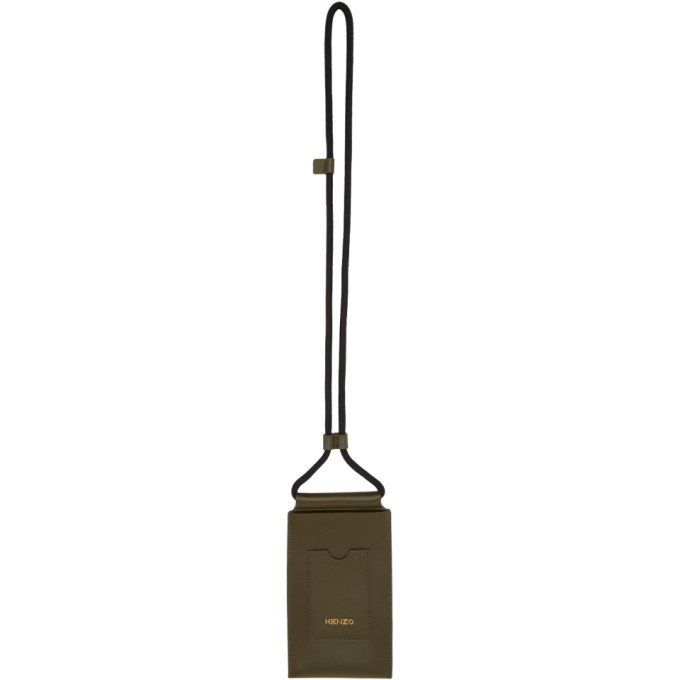 Click to view more detailed imagery on our partner's website Kenzo Khaki Leather Cut-out Phone Holder In 50 Khaki